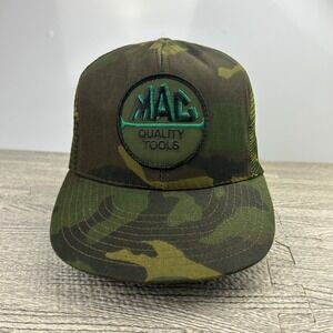 Vintage 90s MAC Tools Camo Trucker Hat Cap Snap Back Adjustable Green USA Adult
